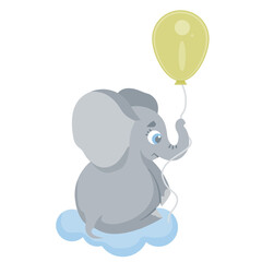 Cute elephant in cartoon style on white background vector illustration