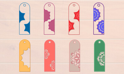 3d bookmarks bundle for reading inspiration with  mandala decoration