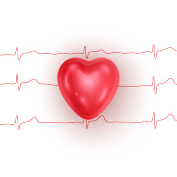 Heart pulse. Red and white colors. Heartbeat lone, cardiogram. Beautiful healthcare, medical background. Vector format