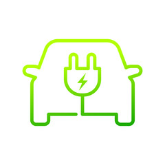 Electric car with plug icon symbol, EV car, Green hybrid vehicles charging point logotype, Eco friendly vehicle concept, Vector illustration