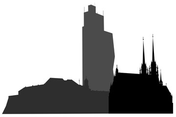 Obraz premium Vector silhouette of the city of Brno - Czech Republic.
