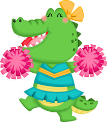 Fototapeta premium a vector of a crocodile cheerleading
