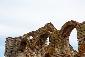 Details from ruins of old roman building in old city of Nesebar