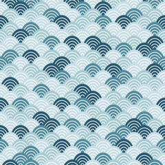 waves or clouds. color shades of blue. seamless pattern. vector illustration.