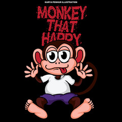 Cute Monkey That Happy Illustration