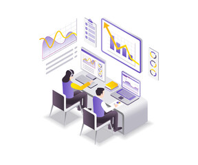 Learn Online Trading Investment Business Isometric Design