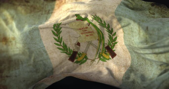 Old flag of Guatemala waving. Loop