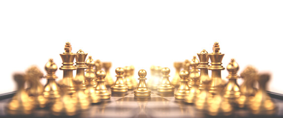 Chess stand with king on chessboard concepts of competition challenge of leader business team or...