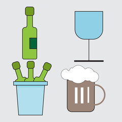 set of icons for alcohol vector icon wine and cocktail