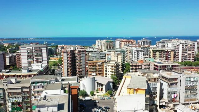 Taranto city seen from above with the new Arsenale in the background 