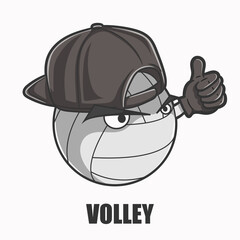 Illustration of a cute volley ball mascot man giving a thumbs up