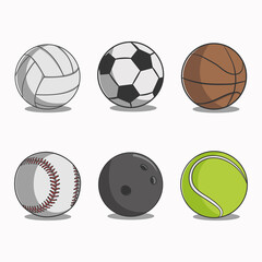 Collection of round balls for different sports
