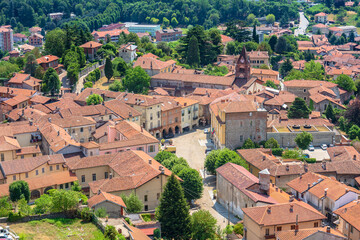 Obraz premium Aerial view of Avigliana old town in Piemonte Region Northern Italy
