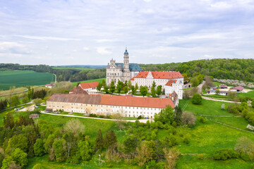 Obraz premium Neresheim monastery baroque abbey church aerial view in Germany