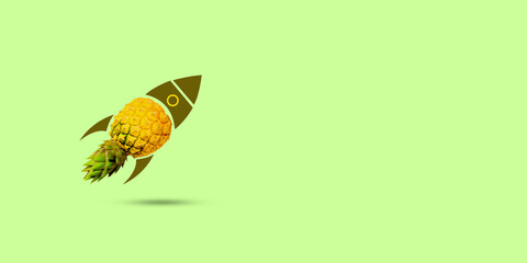 Pineapple creates work ideas for technology growth to start up success concept with copy space.