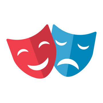 Set of Theater face mask icon, emotion actor comedy and drama symbol, festival sign vector illustration