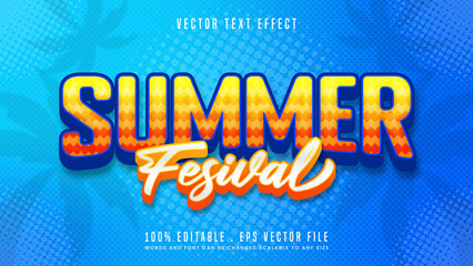 Summer festival 3d editable text effect font style