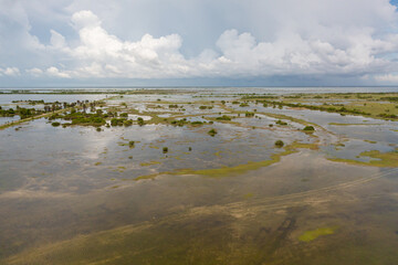 Flooded land in Sri Lanka during the rainy season.