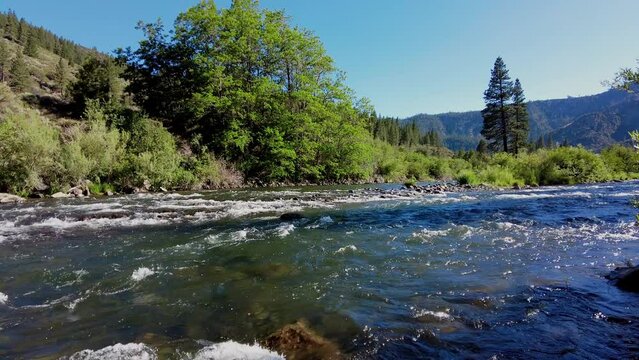 Truckee river flowing near the California Nevada boarder in the sierra nevada mountains