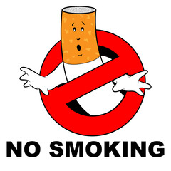 No-smoking sign with a cartoon image of a cigarette.