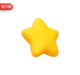 Star yellow golden colors. Realistic 3d design In plastic cartoon style. Icon isolated on white background. Vector illustration