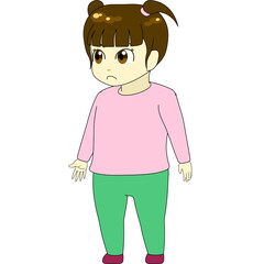 ちびキャラのイラスト（女性・横向き）