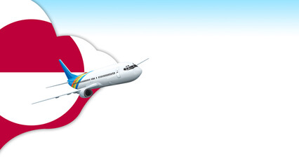Fototapeta premium 3d illustration plane with Greenland flag background for business and travel design