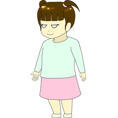 ちびキャラのイラスト（女性・横向き）