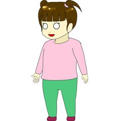 ちびキャラのイラスト（女性・横向き）