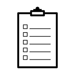 Black Outline Checklist Clipboard Flat Icon Vector