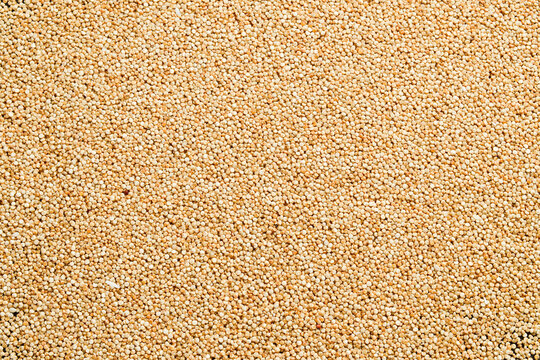White quinoa macro photo. Healthy organic food. On a stone background. Top view.