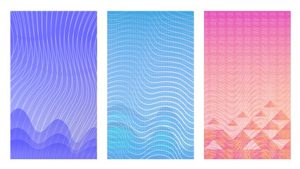 Abstract wave poster backgrounds. Modern cover design elements with waves and texture.