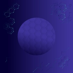 Futuristic globe data network elements abstract dark background