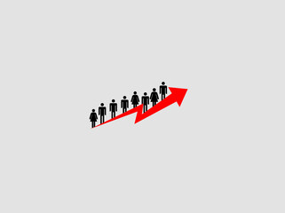Population growth vector icon with people. World population day concept. 
