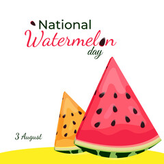 watermelon holiday. world watermelon day. national watermelon day. watermelon slices with yellow and red color with seeds on a white background