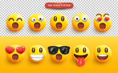 Set of Various 3d Emoji Face Icons