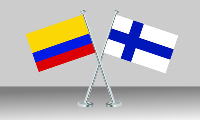 Crossed flags of Colombia and Finland. Official colors. Correct proportion. Banner design