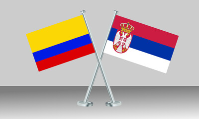 Crossed flags of Venezuela and Serbia. Official colors. Correct proportion. Banner design