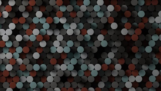 Colorful wooden cylinder pieces background loop animation