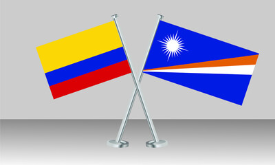 Crossed flags of Colombia and Marshall Islands. Official colors. Correct proportion. Banner design
