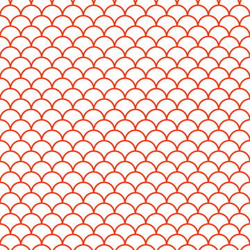 Orange and white scallops seamless pattern.
