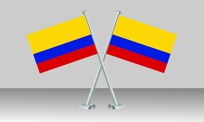Crossed flags of Colombia. Official colors. Correct proportion. Banner design
