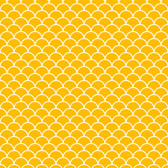 Materiał do szycia Orange scallops seamless pattern with white background.