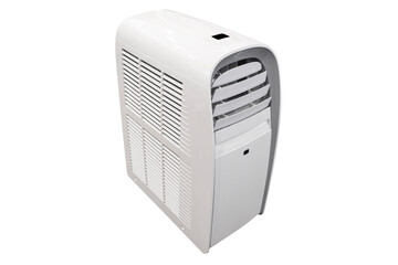 Portable mobile room air conditioner isolated on white background. New portable air conditioner...