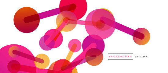 Line points connections geometric abstract background. Circles connected by lines. Trendy techno business template for wallpaper, banner, background or landing