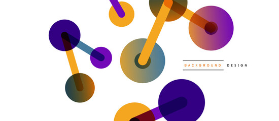 Abstract background. Round dots connected by lines. Trendy techno business template for wallpaper, banner, background or landing