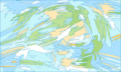 Fototapeta na wymiar Abstract background of green, blue, beige and white spots, reminiscent of a geographic map. The concept of tourism, travel and ecology protection. Vector illustration.