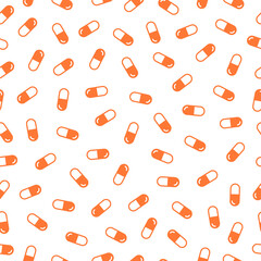 Orange pills seamless pattern with white background.