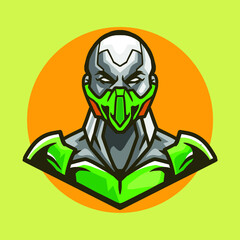 Green cyborg Premium vector