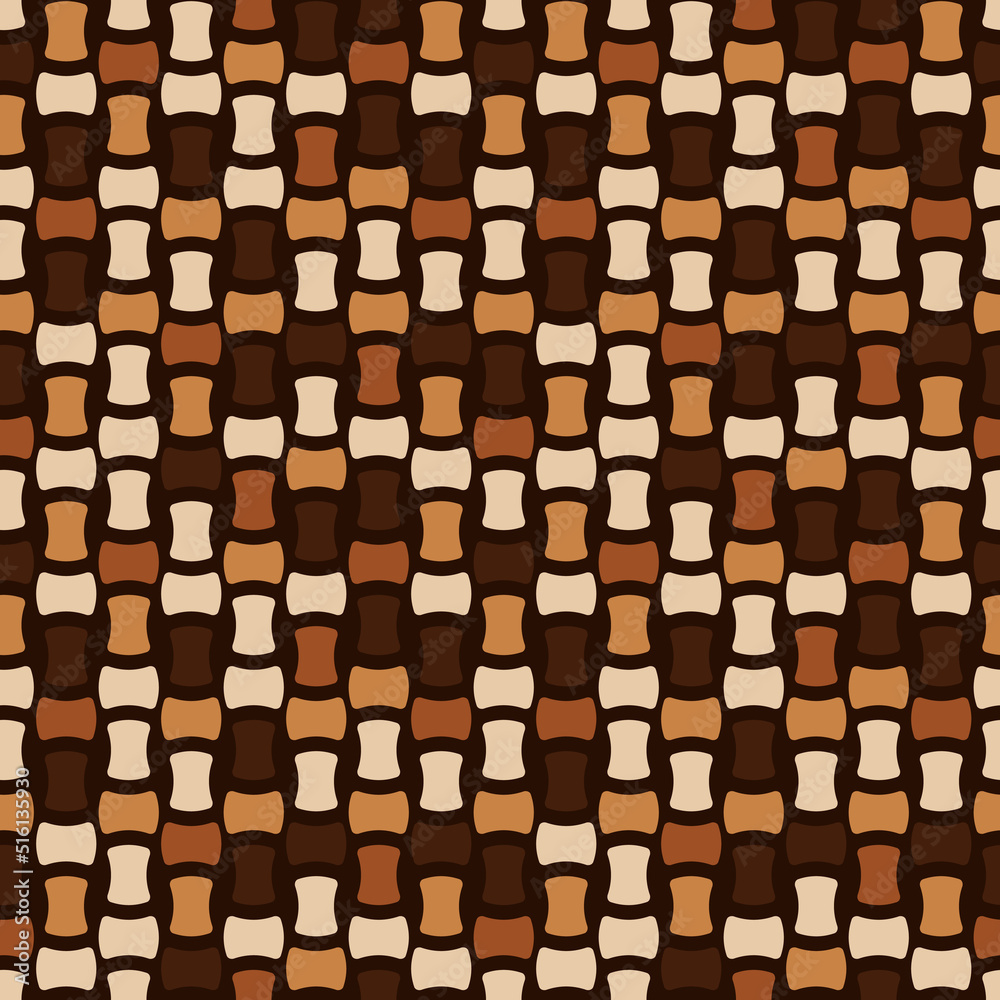 Poster Coffee tiles. Vector brown repeating simple tile pattern. Coffee pattern tiles seamless. Print and pattern design in coffee colors.